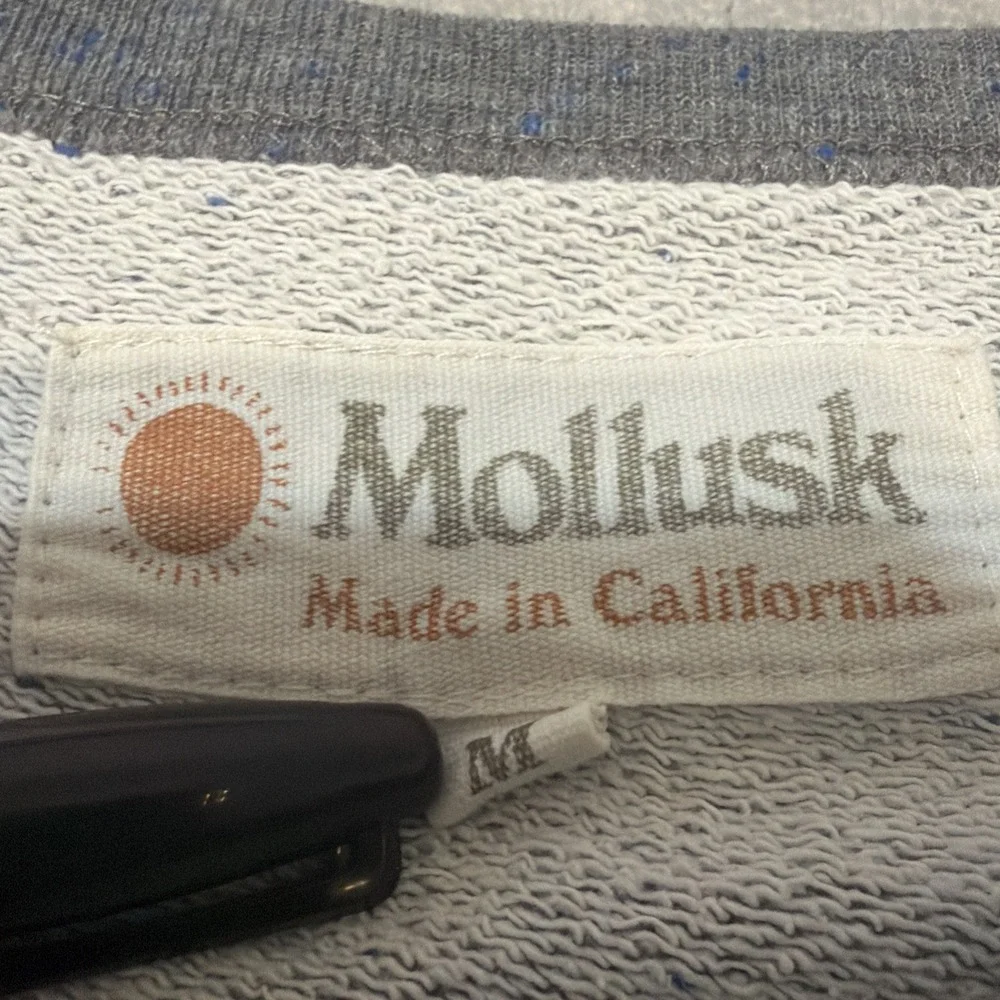 Mollusk California Surf Shop Crewneck Terry Pullover Mens Med Gray Made in USA